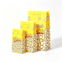 Sac d'emballage alimentaire jetable et recyclable à fond carré avec logo personnalisé, pour popcorn, snacks, pizza, en papier kraft, résistant à l'huile, pour friandises sucrées