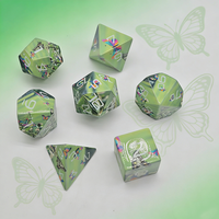 Ensemble de dés à impression intégrale Surprise, 7 dés polyédriques bleus artistiques, accessoires de jeu Dragon et Dungeon pour les fans de D&D