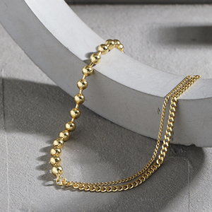 Wuqie minimalista asimmetrico catena <span class=keywords><strong>girocollo</strong></span> in <span class=keywords><strong>argento</strong></span> Sterling 925 tondo tallone catena laterale collana per le donne - Product Image 4