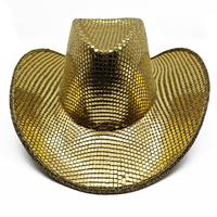 Chapeau de cowboy à paillettes dorées pour femmes et hommes, chapeau de cowgirl scintillant, chapeau de rodeo brillant pour fête, boîte de nuit, festival, disco, costume