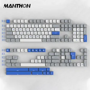Tampas de chave personalizadas do dia, tampas de teclado 173 teclas gmk cinza branco e azul iso reino unido abs