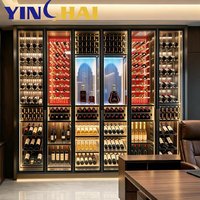 YINGHAI Armoire à vin à température constante à double zone en acier inoxydable noir avec LED et contrôle par application pour la maison, la villa, l'hôtel, le bar, le bureau