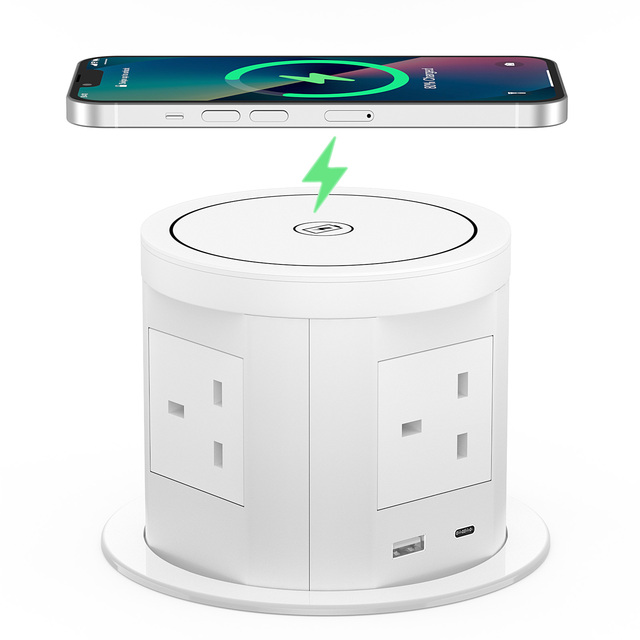Conference Multi Intelligent Lifting Socket Hidden Kitchen Desktop Pop-up Power Socket with Wireless Charger