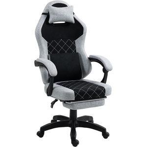 Chaise de jeu professionnelle réglable en hauteur, confort de canapé, en <span class=keywords><strong>tissu</strong></span> gris, <span class=keywords><strong>avec</strong></span> <span class=keywords><strong>repose</strong></span>-pieds, pour gaming vidéo de luxe - Product Image 1