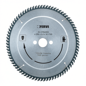 Lame de scie Fervi 250x3.2x32 Z60 revêtue de métal dur pour l'aluminium et le plastique - Product Image 2