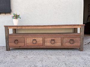 Modern Farmhouse 4-Drawer Accent <b>Cabinet</b> Wood Workbench with Metal Storage for Home Kitchen Bedroom-Dining Room Sideboard <b>Locker</b> - Product Image 6