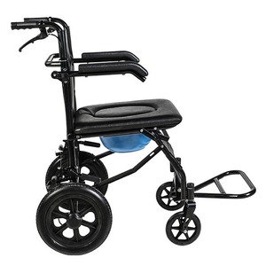 Fauteuil roulant manuel portable pour les voyages et les personnes âgées, léger, pliable, avec cadre en acier haute teneur en carbone et pneus gonflables - Product Image 2