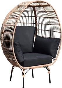 Chaise œuf en rotin pour jardin, mobilier de jardin pour cour extérieure - Product Image 3