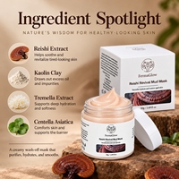 Masque facial revitalisant à l'argile et aux champignons Reishi fermentés, hydratant, lissant, raffermissant, anti-âge, réparateur de la peau