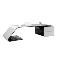 Ensemble de bureau et de chaise de direction en forme de L moderne avec matériau MDF, design modulaire, montage facile, poste de travail sain