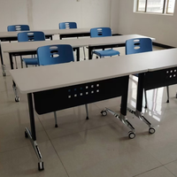 Table de formation pliante moderne gris foncé avec pieds en acier, mobilier de bureau mobile, table de conférence pour hôpital et école