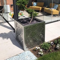 Pot de fleurs en acier inoxydable, découpé au Laser, décoration de jardin en métal, vente en gros