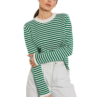 Automne fileté col rond tricoté femmes pull Style européen américain rayé tricoté pull dame pull