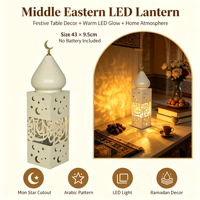 Lanterne LED en fer pour le Ramadan, décoration de maison musulmane du Moyen-Orient, Eid Mubarak, style lune, étoile, mosquée, ornement de table