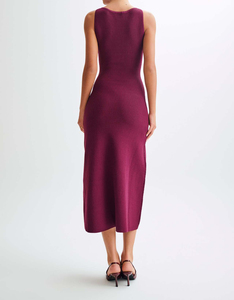 精品性感修身长款针织连衣裙夏季服装女式紧身休闲优雅无袖纽扣针织长裙 - Product Image 2