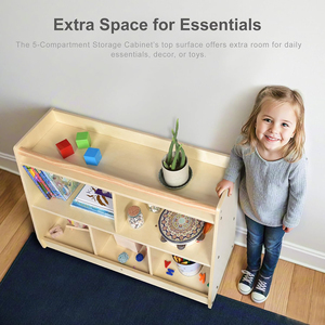 Estantería Montessori para <span class=keywords><strong>Libros</strong></span> Infantiles, Organizador de Almacenamiento para Bebés, Armario Infantil de 2 Niveles con Barra de Seguridad para Sala de Juegos - Product Image 5