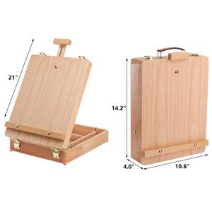 Panwenbo Boîte à croquis portable en bois de hêtre Boîte de rangement pour <span class=keywords><strong>chevalet</strong></span> de table en bois réglable pour peinture - Product Image 2