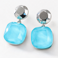 Boucles d'oreilles pendantes Mylove personnalisées en laiton plaqué platine avec perles de cristal bleu ciel facettées pour femme, style artistique