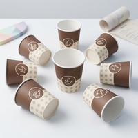 Gobelets à café jetables biodégradables écologiques imperméables en papier kraft simple paroi avec revêtement PE, 16/12/10/8 oz, impression personnalisée