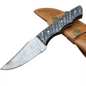 Handmade Hunting Knife Steel Blade Textured Handle Outdoor <b>Camping</b> Survival Knifes with Leather Sheath Lightweight - Product Image 1