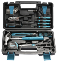 Boîte à outils en plastique de 57 pièces, avec tournevis, marteau, scie, clé à molette, clé à douille, pinces, outils de quincaillerie, ensembles d'outils à main pour la maison