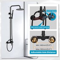 Kit de douche de pluie extérieur en acier inoxydable SUS304, 8 pouces, noir mat, mitigeur monocommande haute pression, fixation murale, double céramique