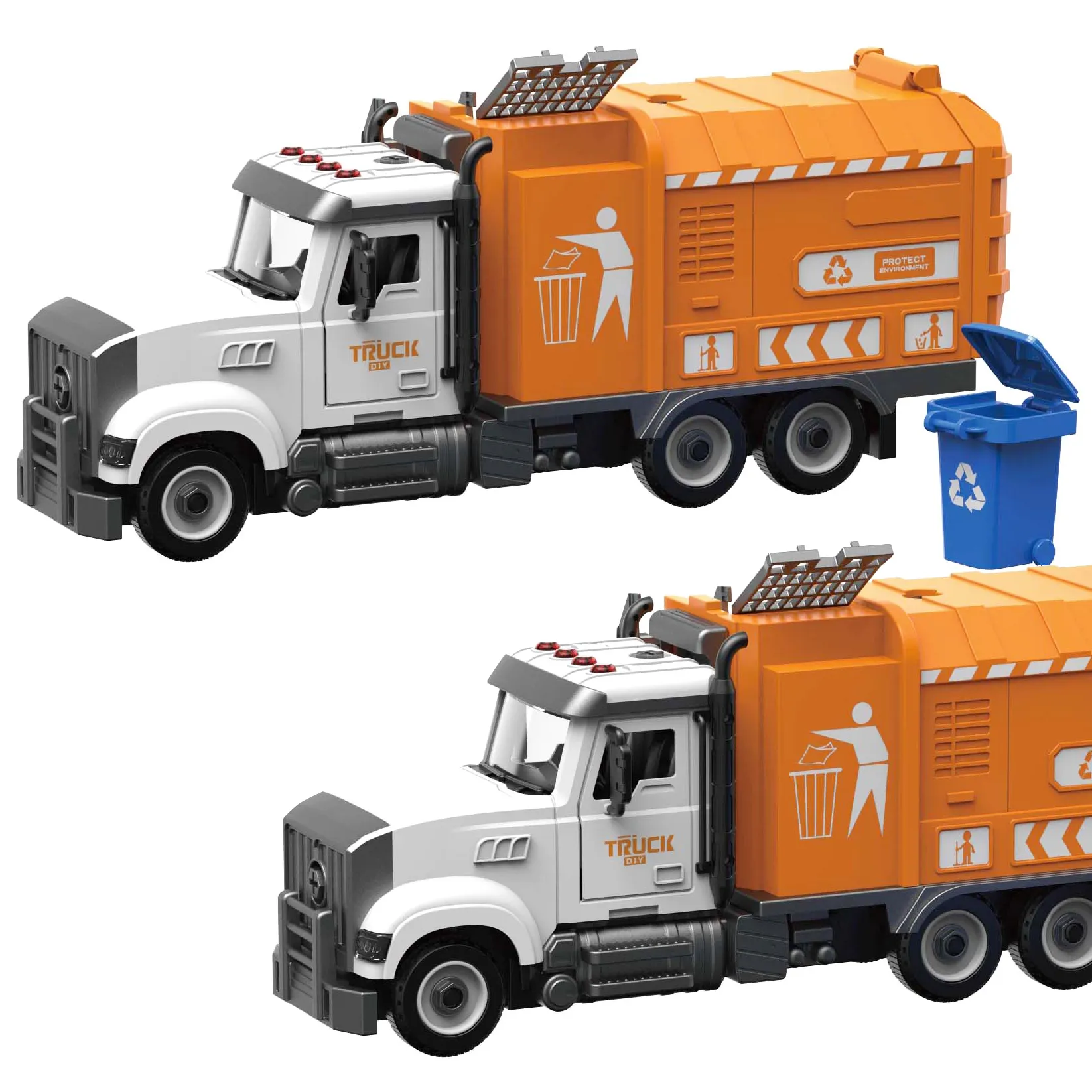 Erkek yeni ürün diğer oyuncak araç Diy mühendislik şehir sanitasyon çöp kamyon oyuncak araç birleştirin
