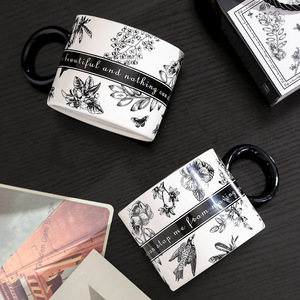 Modern American Style 200ml Ceramic Mug with Tray High Appearance Coffee Cup <b>Small</b> <b>Gift</b> Souvenir <b>Gift</b> <b>Box</b> Set - Product Image 3
