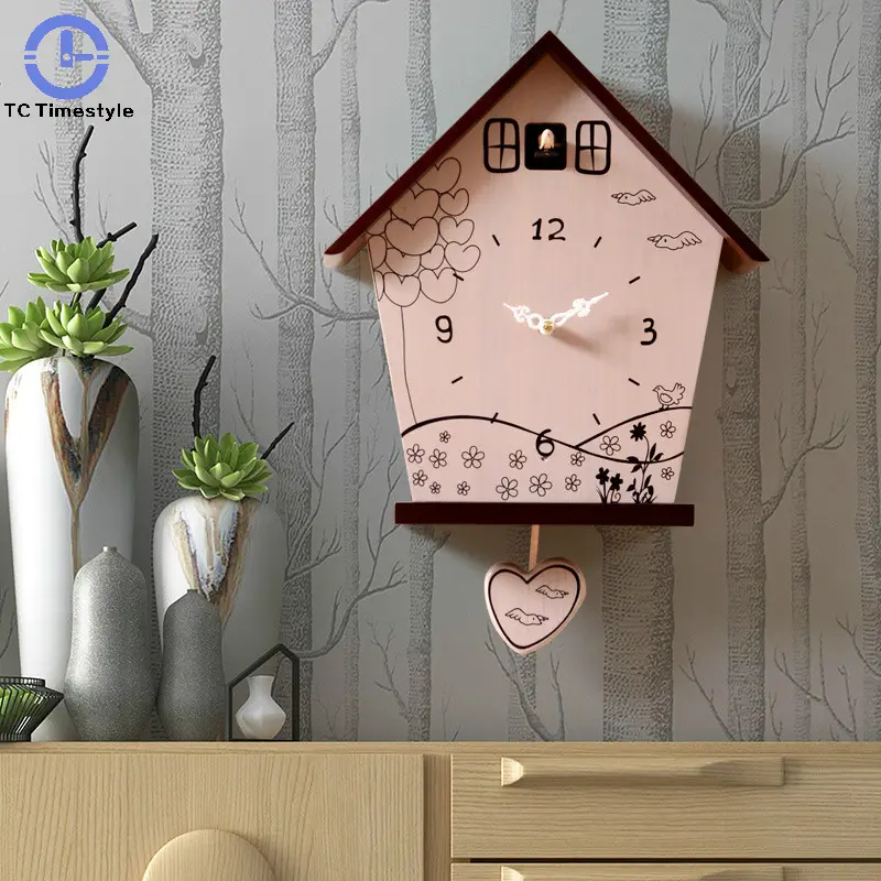 Relógio de parede 14 Polegada Pássaro Cuckoo Despertadores Cartoon Swing Quartz Watch Home Decro Quarto Crianças Personalidade Dia Tempo Alarme