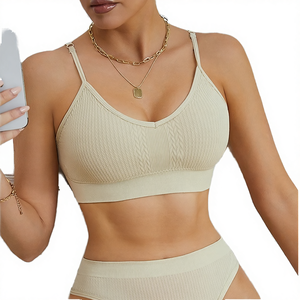 Ladies Fitness Vest Jacquard Bra Wire Free Full Support Adjustable Removable Pads U-Back Seamless Breathable Anti-Sagging Bra - Product Image 4