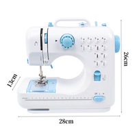 Mini machine à coudre électrique portable 12 points avec bras libre, éclairage LED et pédale pour la couture domestique et les débutants
