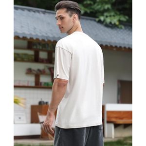 T-shirt en coton pour homme, coupe ample, manches courtes, décontracté, uni, basique, tissu jersey respirant - Product Image 4
