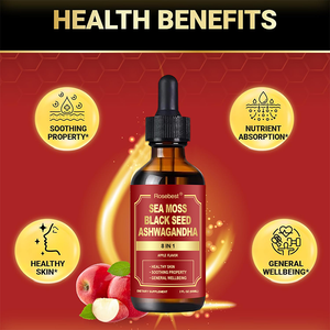 OEMプライベートラベル ヴィーガンオーガニック 8 in 1 アイルランド産シーモス、ブラックシード、アシュワガンダハーブエキス配合 液体ドロップサプリメント - Product Image 4