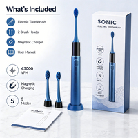 Brosse à dents électrique sonique magnétique 43000 VPM rechargeable étanche IPX7 chargement USB 3 modes minuterie intelligente pour adolescents