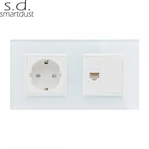 Smartdust EU SK-M121-G101L Lan+Socket Germany Standard Crystal Glass Panel Wall Socket