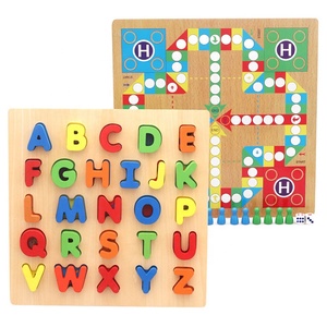 Los niños cognitivo inglés carta de juego y vuelo de Ajedrez de rompecabezas de bloques de madera rompecabezas - Product Image 1