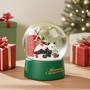 Su misura 100mm di natale globo di neve-<span class=keywords><strong>Panda</strong></span> festivo e albero in resina scultura, regalo di alta qualità per le vacanze con neve vorticosa - Product Image 3