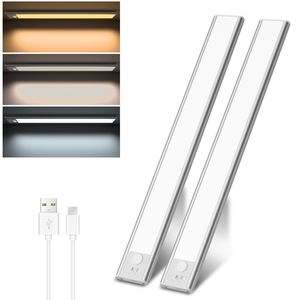 2 Pack Motion Sensor <strong>Under</strong> <strong>Cabinet</strong> <strong>Lights</strong> 40 LED USB Rechargeable Battery Operated LED Closet <strong>Light</strong> Wireless Magnetic Dimmable - Product Image 1