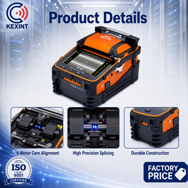 Kexint AI-9 Optical Fiber Fusion Splicer 6 Motors Auto Focus 5s Splicing 15s Heating Splicing Machine