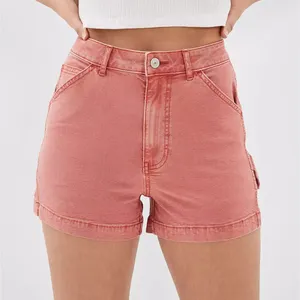 Manufacturer Summer custom Ladies Jeans Shorts pants trouser simple plain Red Women's Denim Shorts