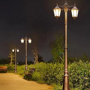 Lampe Solaire de Jardin d'Extérieur sur Poteau, Éclairage de Cour et Rue, Style Poteau Noir, AC85-265V, Vente en Gros Usine - Product Image 4