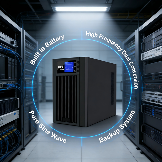 3kVA Online UPS Built in Battery High Frequency Double Conversion Pure Sine Wave Uninterruptible Power Supply Backup System