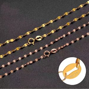 Xinfly Au750 Female Bridal Engagement Fish <b>Lip</b> Shape Wedding Wholesale Pure 18K Real Gold Link Tile Chain Fine Jewelry Necklace - Product Image 5