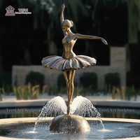 Statue en métal de jardin extérieur Fontaine Bronze Ballet Danse Fille Sculpture Fontaine