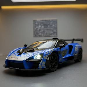 Voitures miniatures en métal 1:24 <span class=keywords><strong>McLaren</strong></span> <span class=keywords><strong>Senna</strong></span> Latte Art avec son et lumière, supercar à rétrofriction, modèle décoratif, jouets de collection - Product Image 5