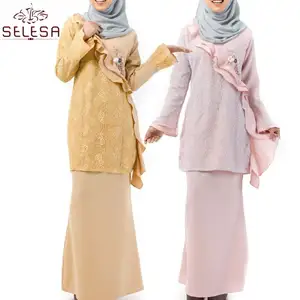 Batik Medio Oriente In Rilievo Vestito Elegante Islamico Abbigliamento Etnico Baju Kurung Malesia Donne