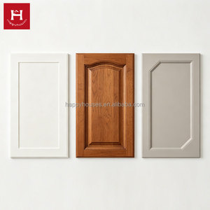 Happy Houses Luxury Greige Raised Panel and Modern Natural Wood Grain Slab Kitchen Cabinets <strong>Door</strong> Samples for Villa Projects - Product Image 6