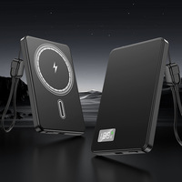Power Bank Nirkabel Magnetik 3-in-1 Ultra Tipis Baru dengan Tali Gantungan 10000mAh PD 22.5W Pengisian Cepat Mini untuk Perjalanan Grosir
