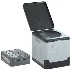 Tragbare Toilette, tragbare faltbare Campingtoilette mit Deckel, Outdoor-Reise-Toilette für Wandern, Camping, Boot, Auto