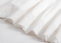 Petites filles tenue décontracté manches flottantes solide blanc 100% coton oeillet dentelle robe coton dos nu Mini robes